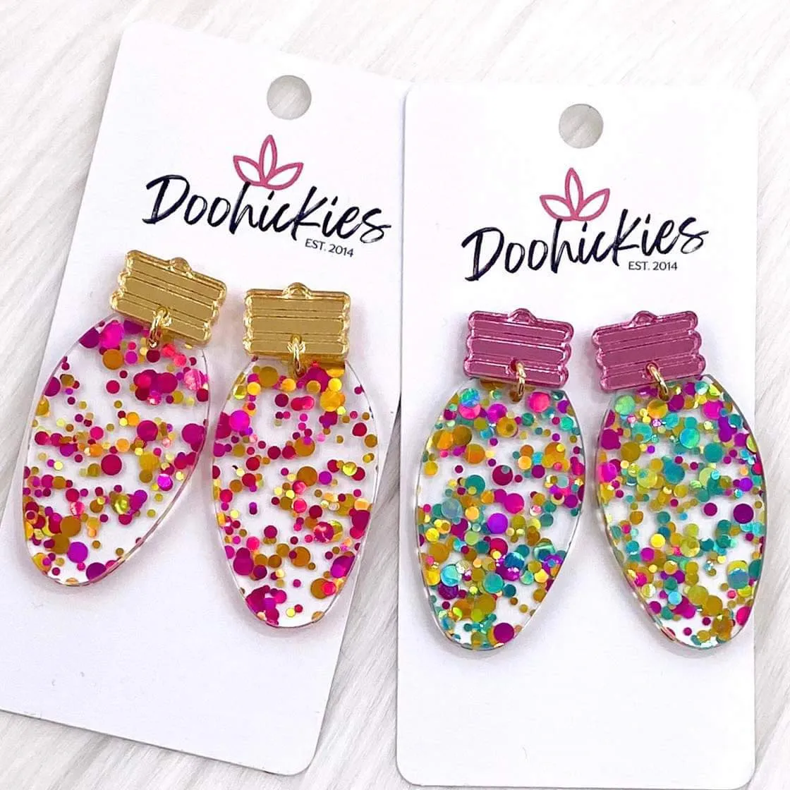 2" Confetti Lights -Christmas Acrylic Earrings