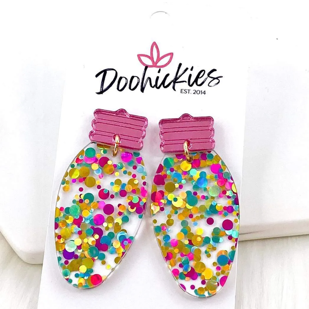 2" Confetti Lights -Christmas Acrylic Earrings
