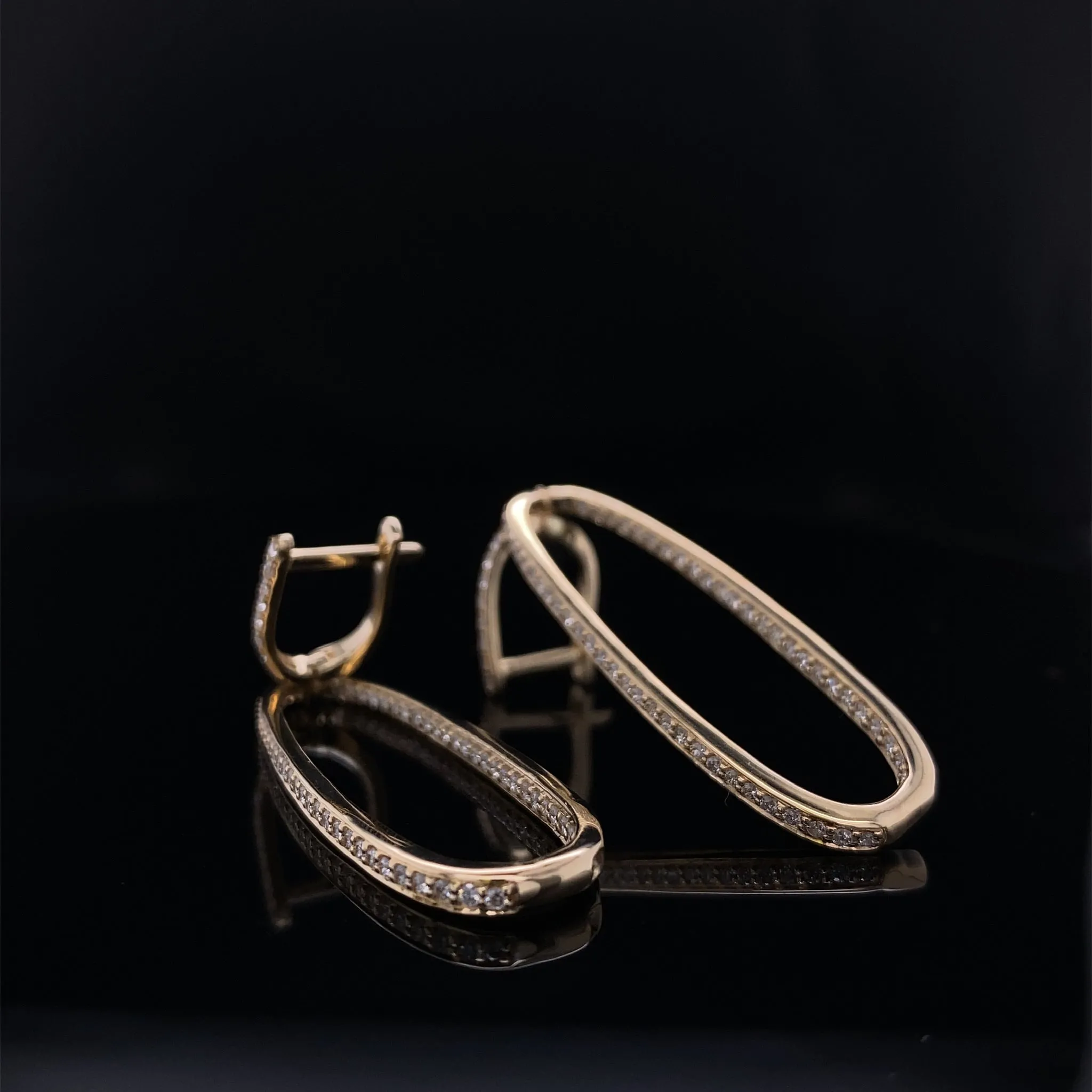 2" Inside Out Diamond Drop Loop Earrings