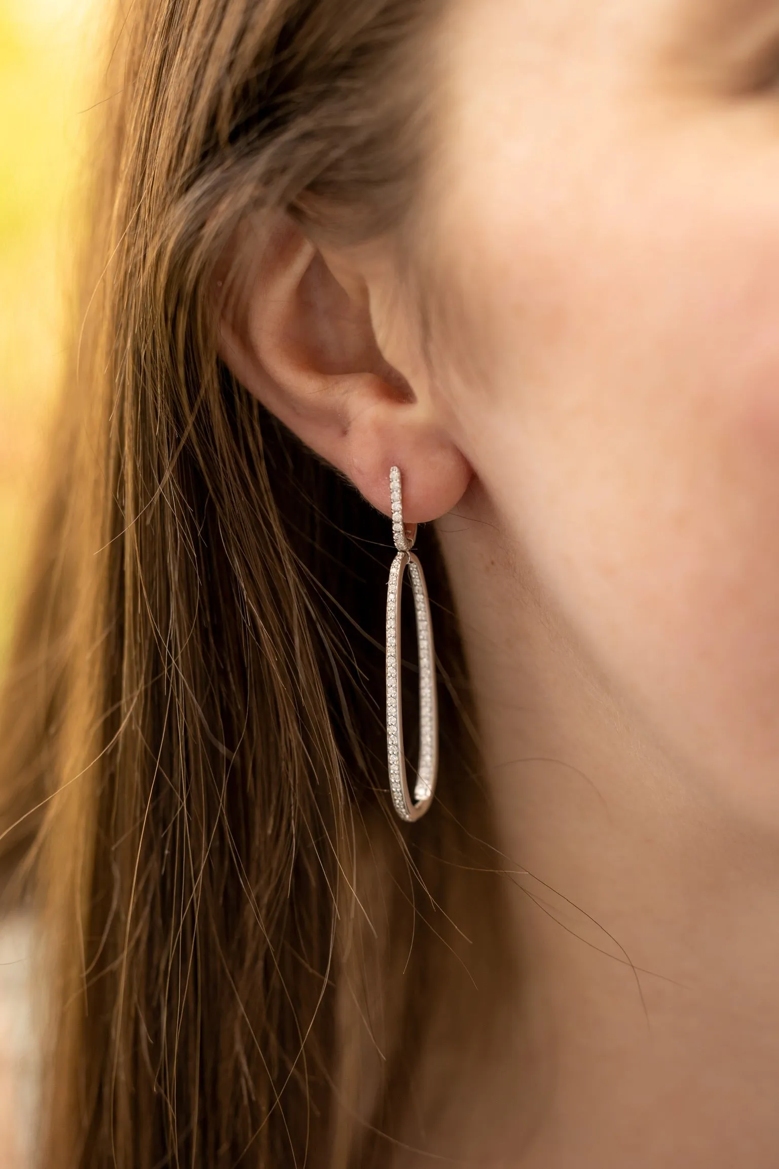 2" Inside Out Diamond Drop Loop Earrings