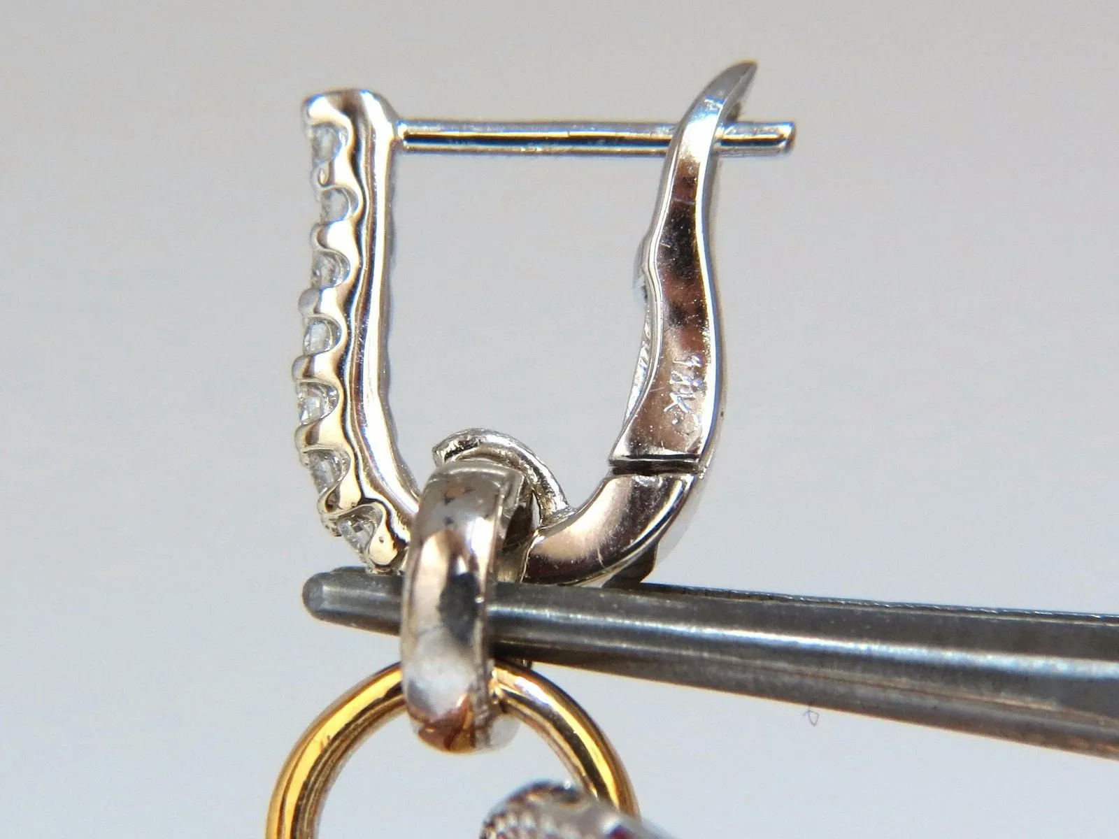3.80ct natural diamonds rolling loop rings dangle earrings 14kt multi