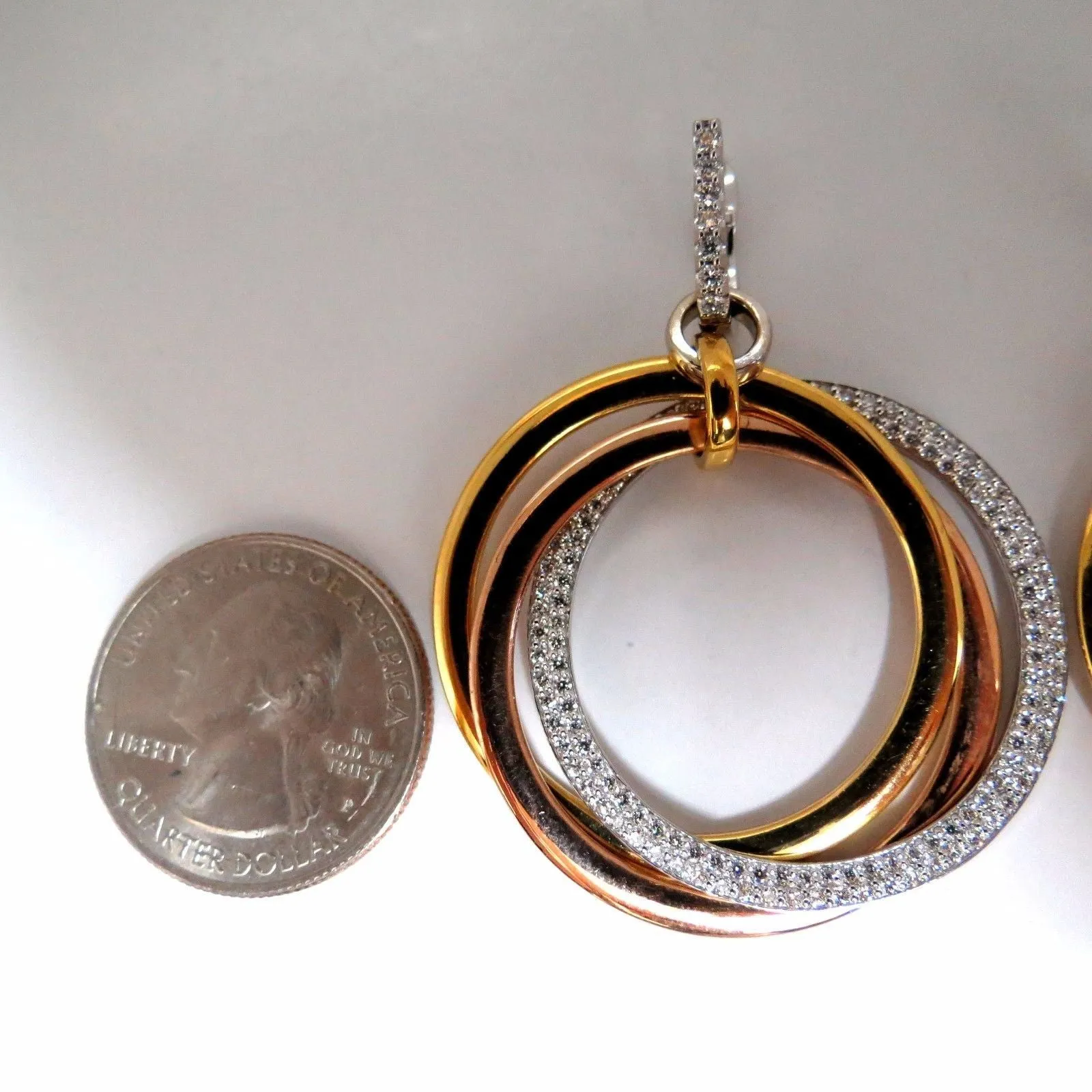 3.80ct natural diamonds rolling loop rings dangle earrings 14kt multi