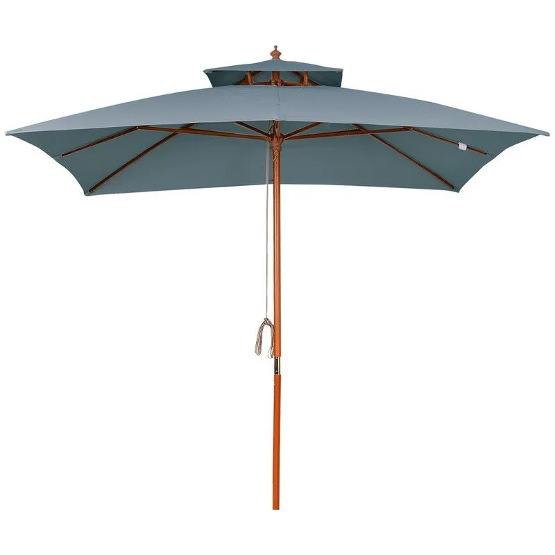 3X3M Wood Square Patio Umbrella Market Parasol Sunshade Canopy Dark Grey