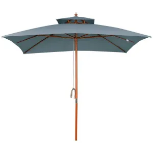 3X3M Wood Square Patio Umbrella Market Parasol Sunshade Canopy Dark Grey