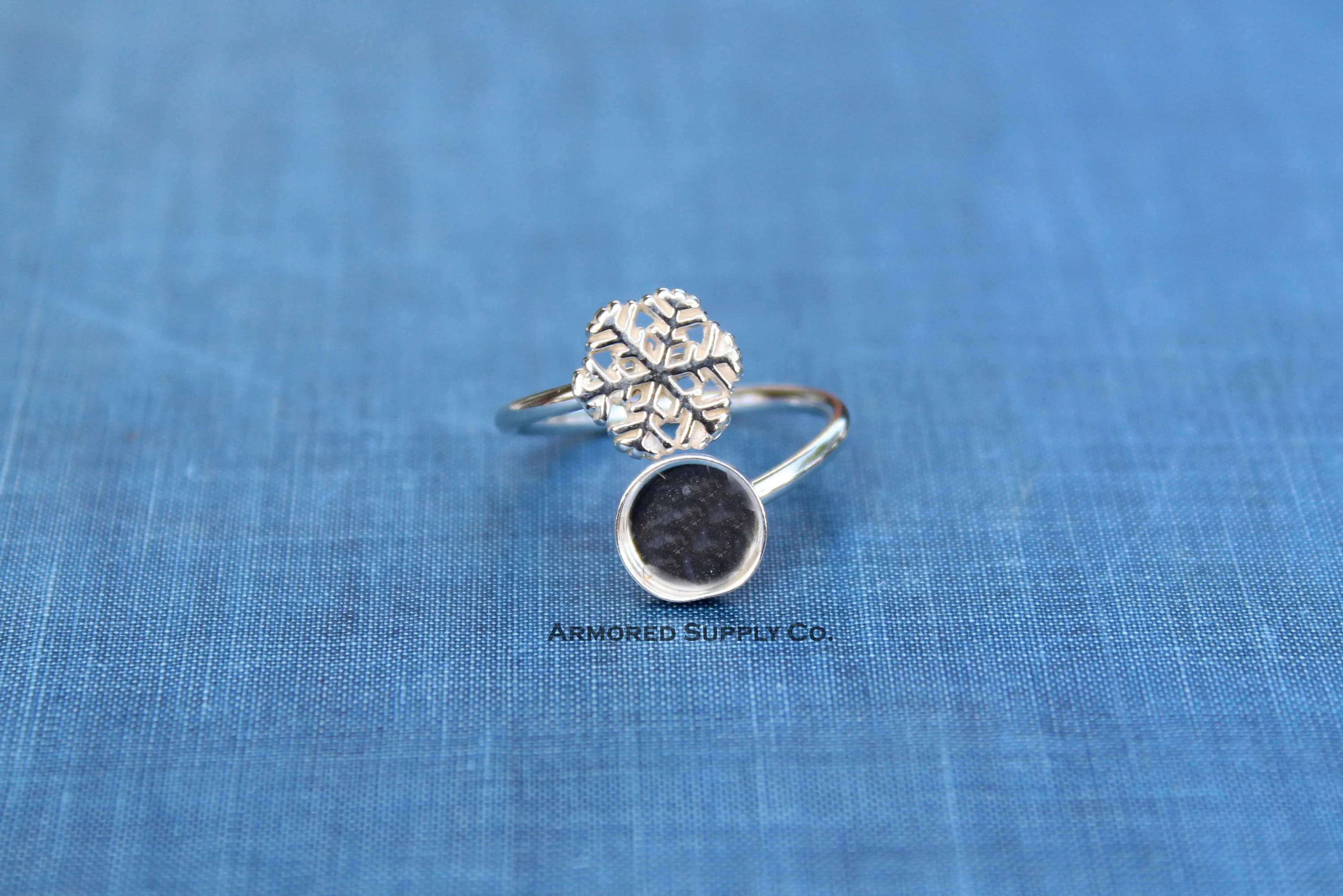 4mm Sterling Silver Snowflake Wrap Bypass Adjustable Bezel Ring blank