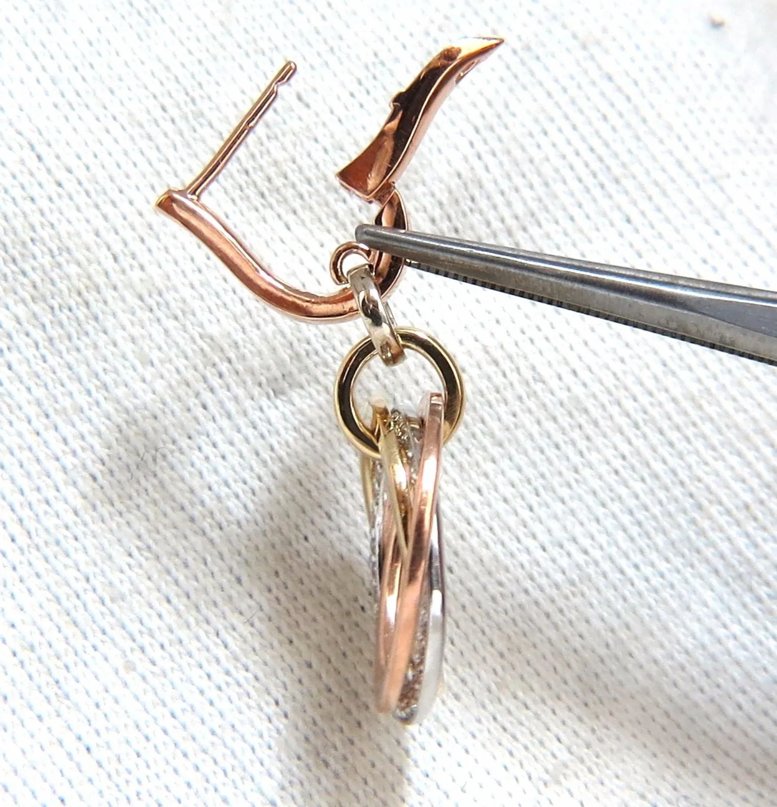 .50ct natural diamonds rolling loop rings dangle earrings 14kt multi