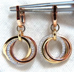 .50ct natural diamonds rolling loop rings dangle earrings 14kt multi