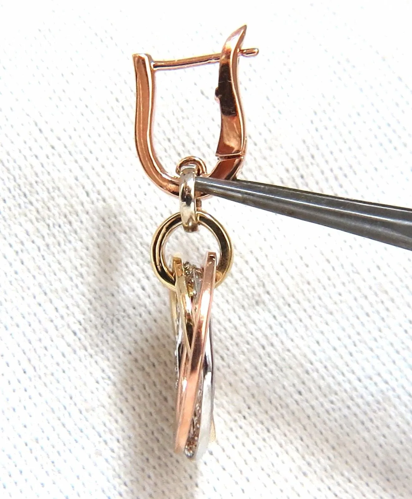 .50ct natural diamonds rolling loop rings dangle earrings 14kt multi