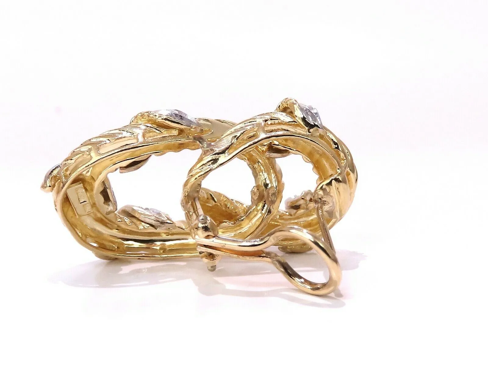 .50ct. natural round diamond loop link earrings 18kt clip