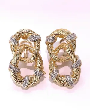 .50ct. natural round diamond loop link earrings 18kt clip