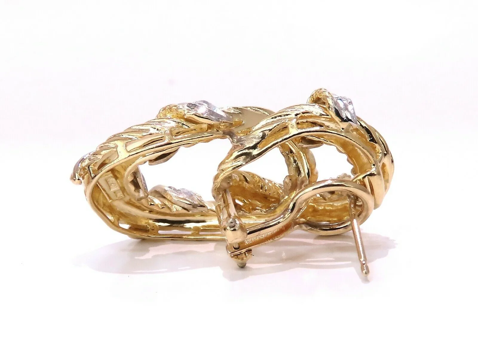 .50ct. natural round diamond loop link earrings 18kt clip
