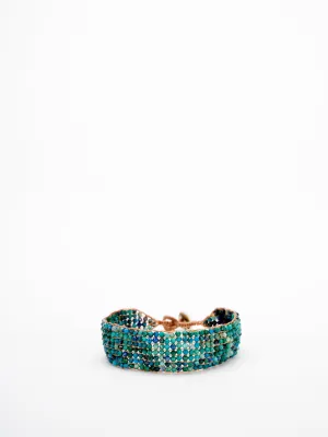 7 line button bracelet - chrysophase
