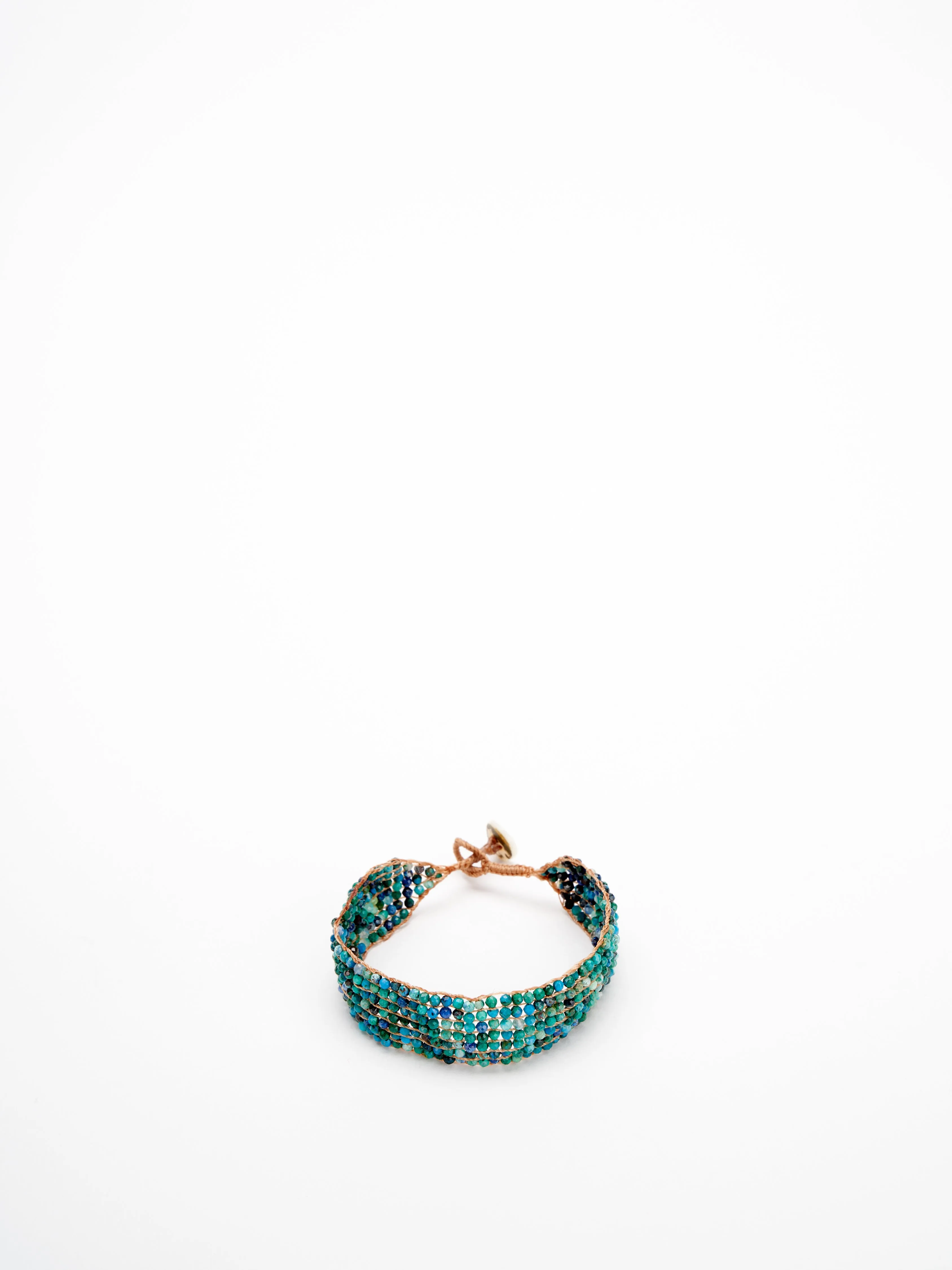 7 line button bracelet - chrysophase