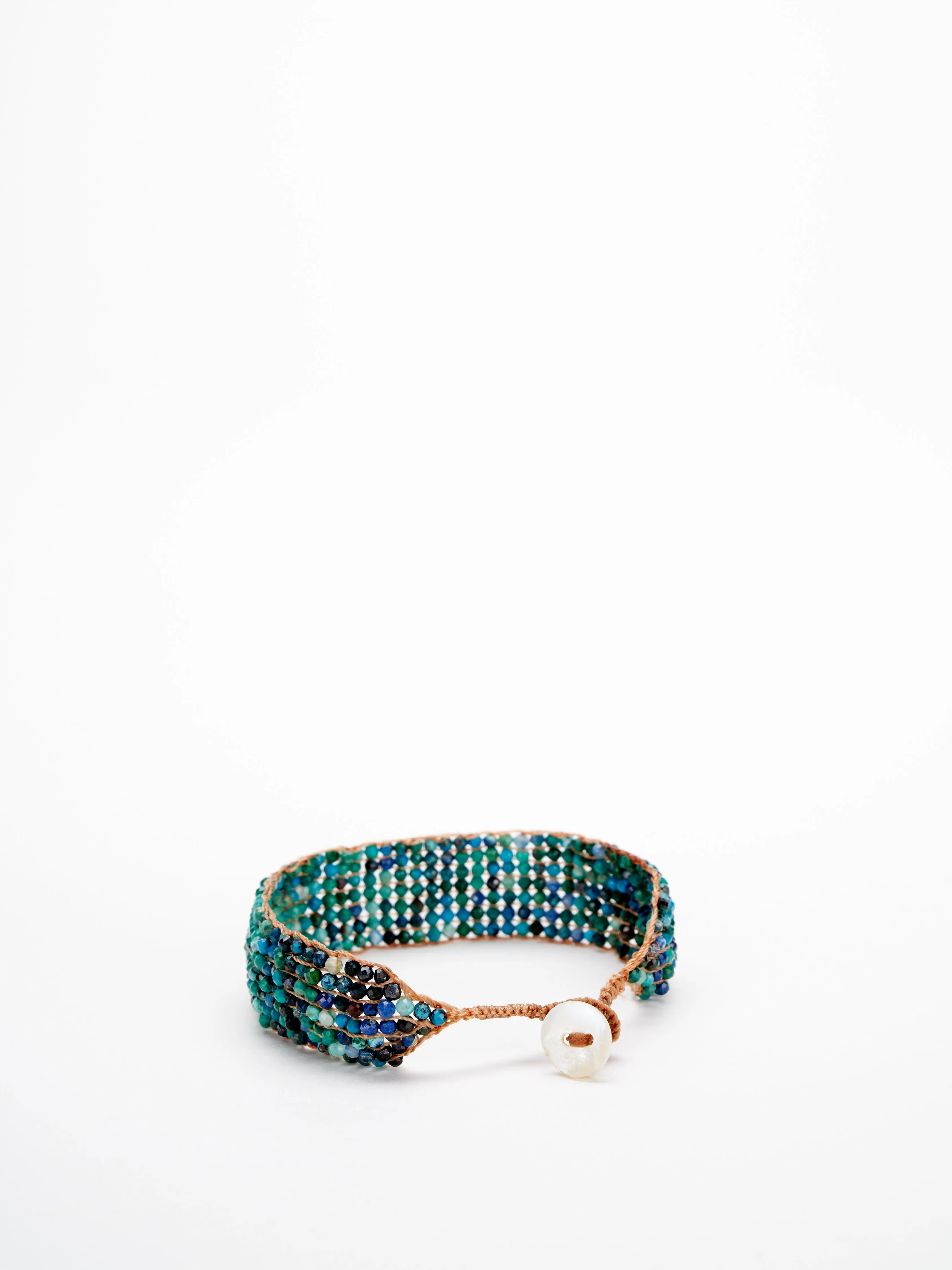 7 line button bracelet - chrysophase