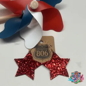 806 Red Glitter Star Earrings