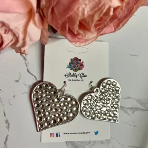 806 Silver Heart Earrings - Clear