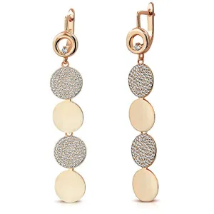 925 Sterling Silver Polished Circle White Clear CZ Long Dangle Drop Earrings, 2.35"