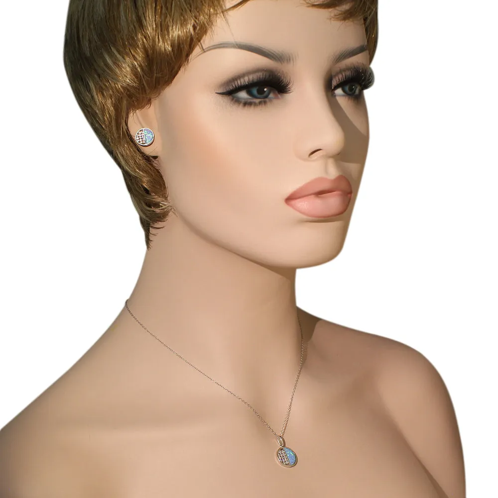 925 Sterling Silver Yellow Gold-Tone Clear CZ Moon Crescent Pendant Necklace Stud Earrings Set