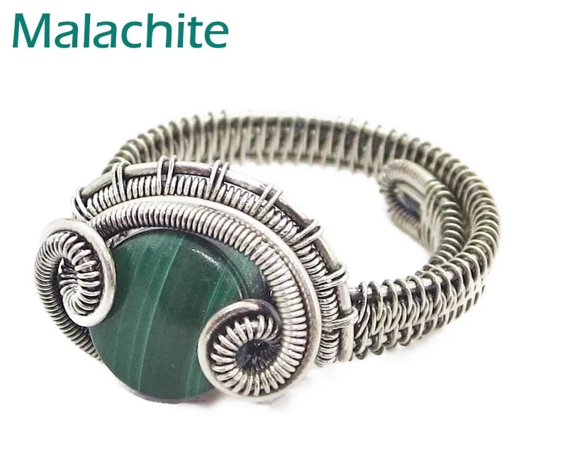 Adjustable Woven Sterling Silver Ring with Custom Gemstone; "Coriolis"