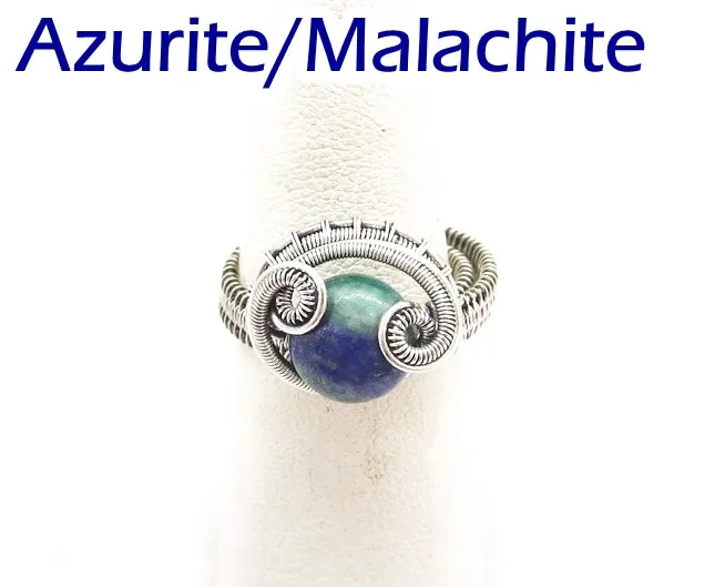 Adjustable Woven Sterling Silver Ring with Custom Gemstone; "Coriolis"
