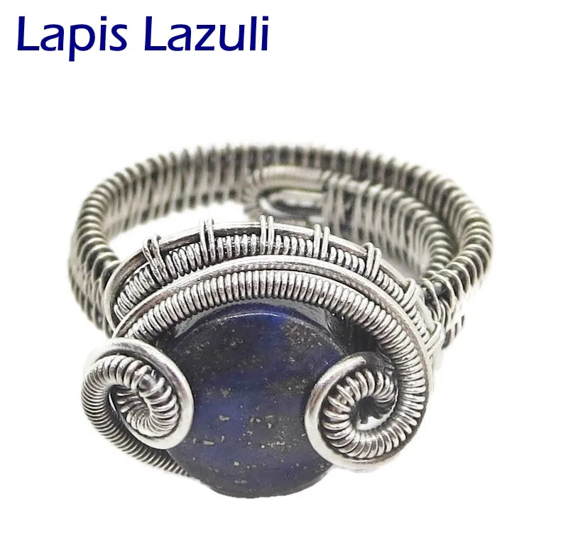 Adjustable Woven Sterling Silver Ring with Custom Gemstone; "Coriolis"