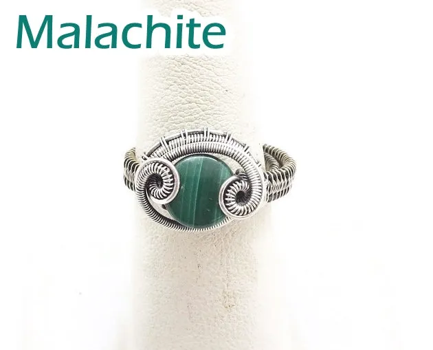 Adjustable Woven Sterling Silver Ring with Custom Gemstone; "Coriolis"
