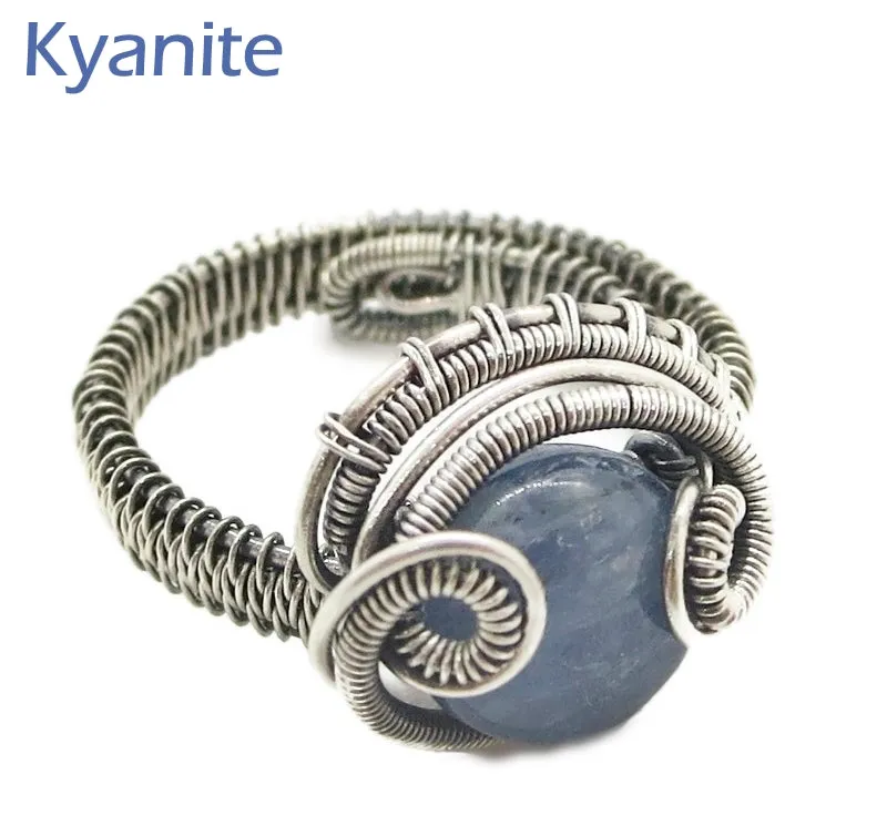 Adjustable Woven Sterling Silver Ring with Custom Gemstone; "Coriolis"