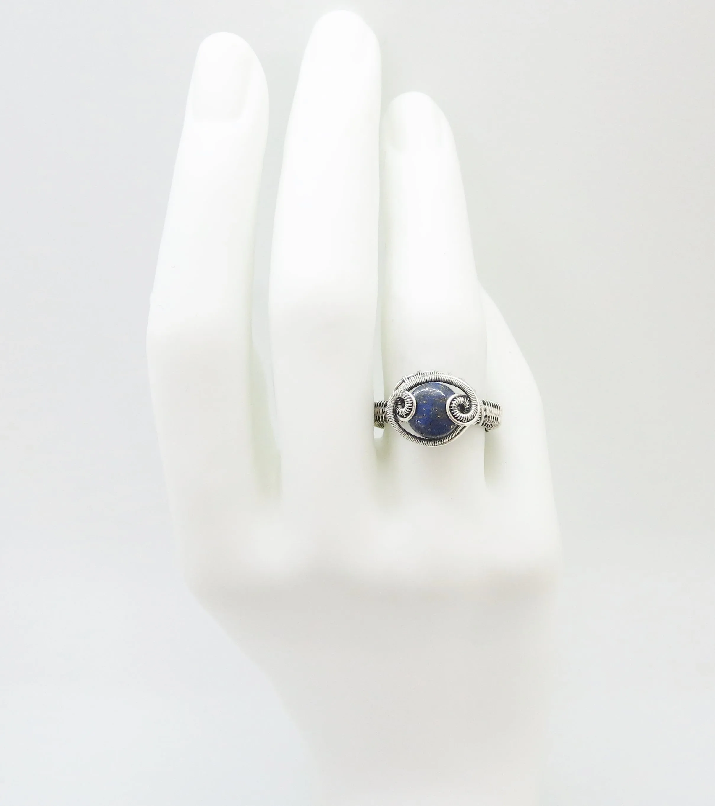 Adjustable Woven Sterling Silver Ring with Custom Gemstone; "Coriolis"