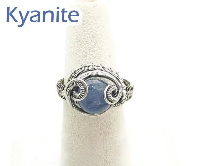 Adjustable Woven Sterling Silver Ring with Custom Gemstone; "Coriolis"