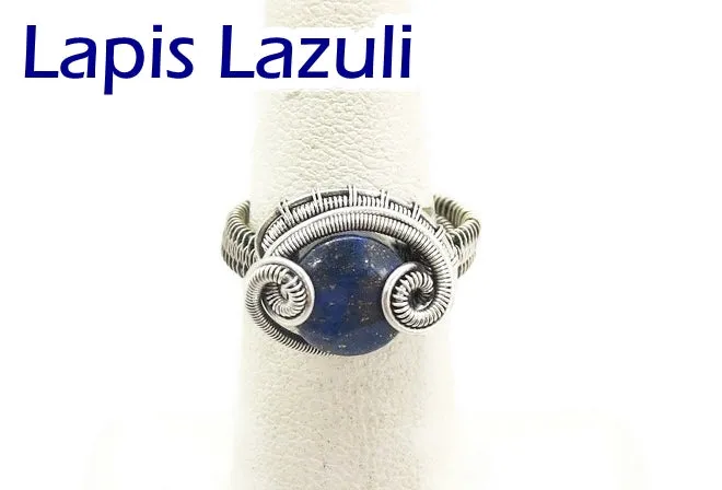 Adjustable Woven Sterling Silver Ring with Custom Gemstone; "Coriolis"