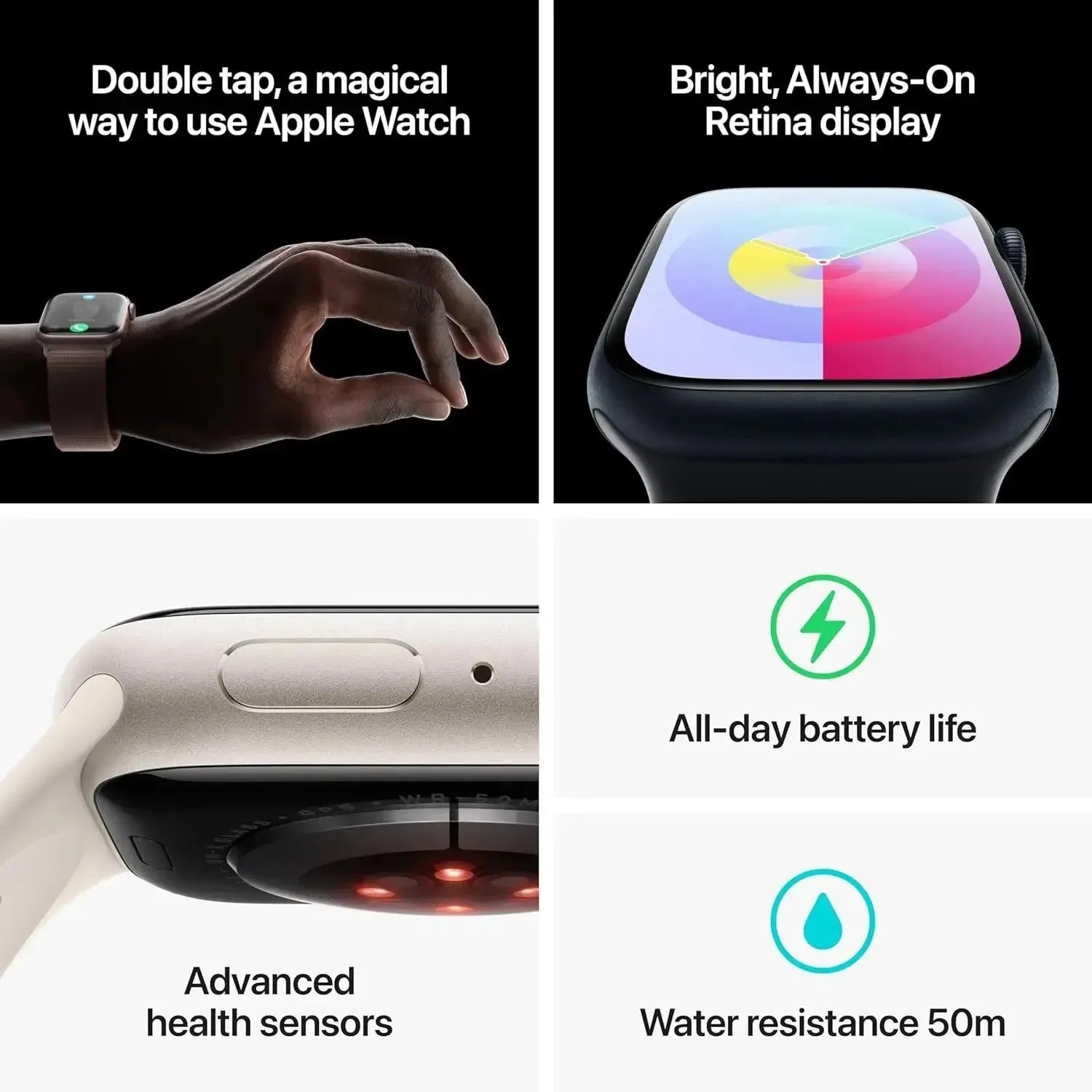 Apple Watch Series 9 41mm / 45mm GPS Apple Watch S9 Aluminum Case with Sport Band iOS Smart Watch