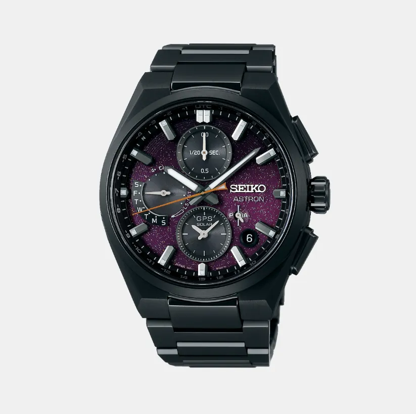 Astron Yozakura Cherry Blossom by Night - Limited Edition Men Solar Purple Dial Chronograph Stainless Steel Watch SSH171J1
