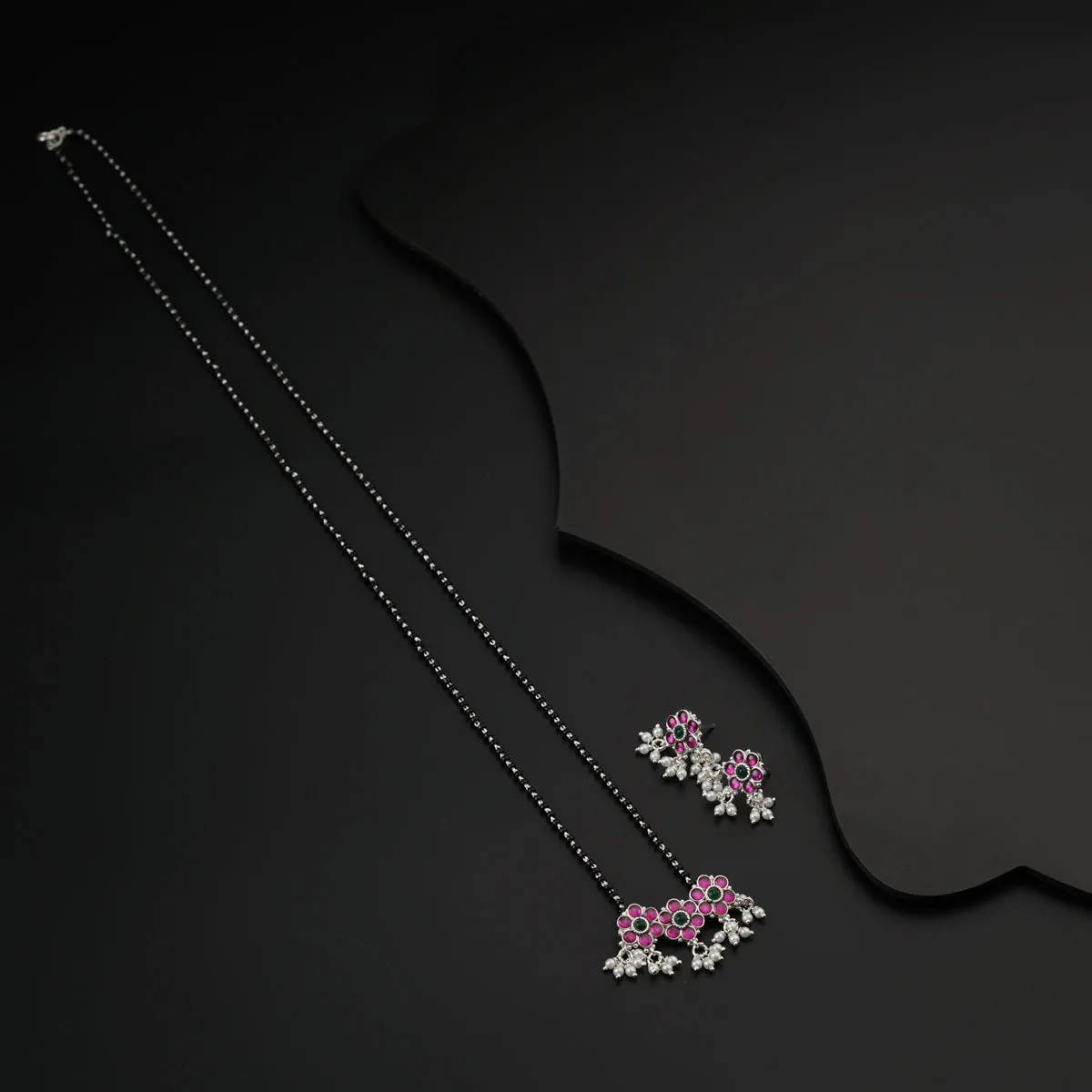 Bageecha pink kudi mangalsutra set