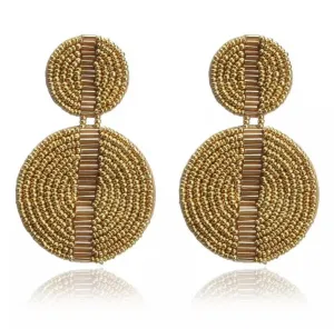 Beaded Gold Hoops