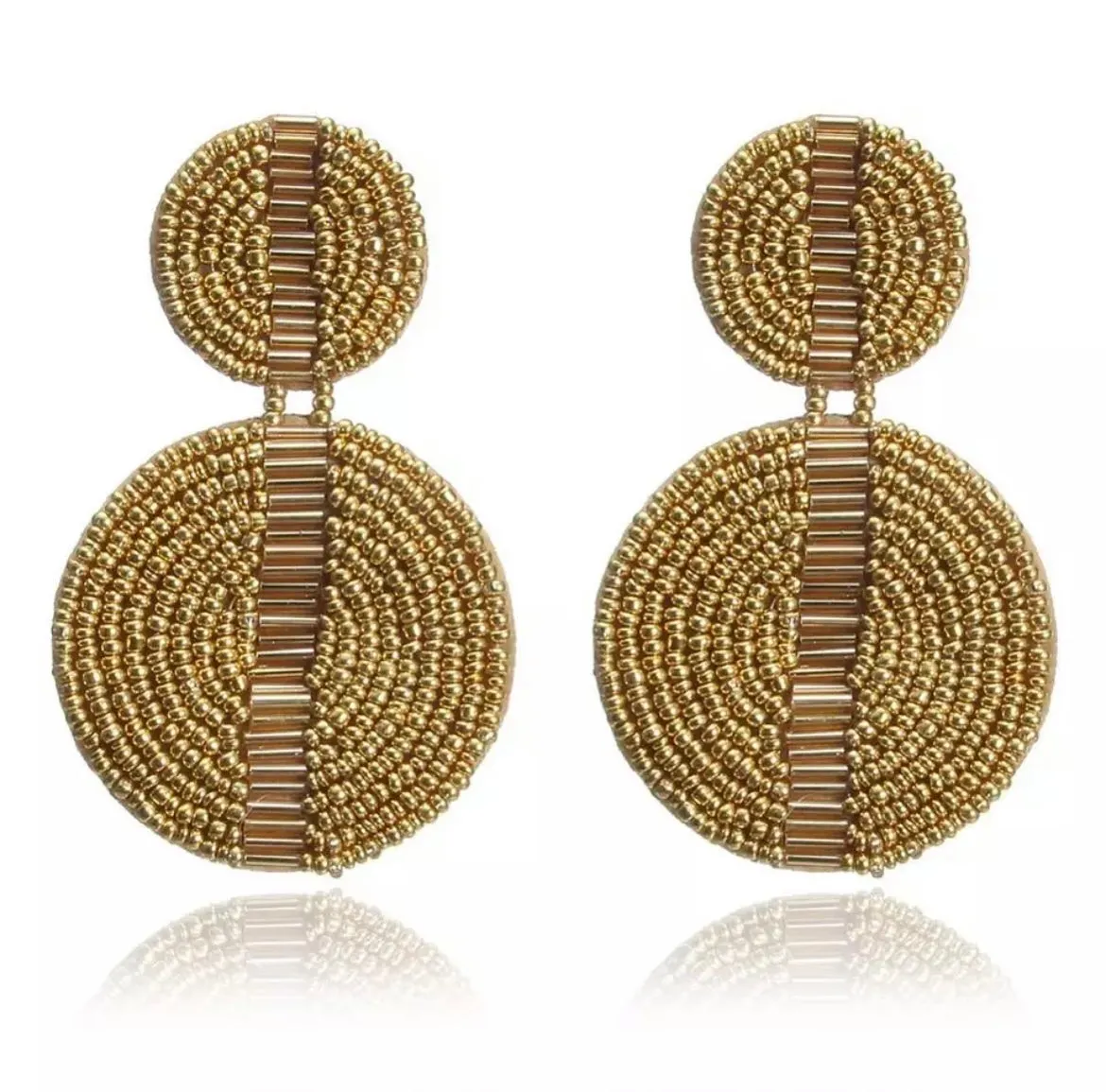 Beaded Gold Hoops