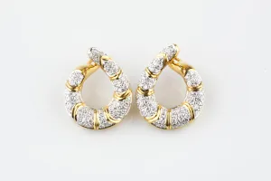 Beautiful 14k Two-Tone Gold Loop Diamond Earrings TDW = 2.0 Cts VS / F-G