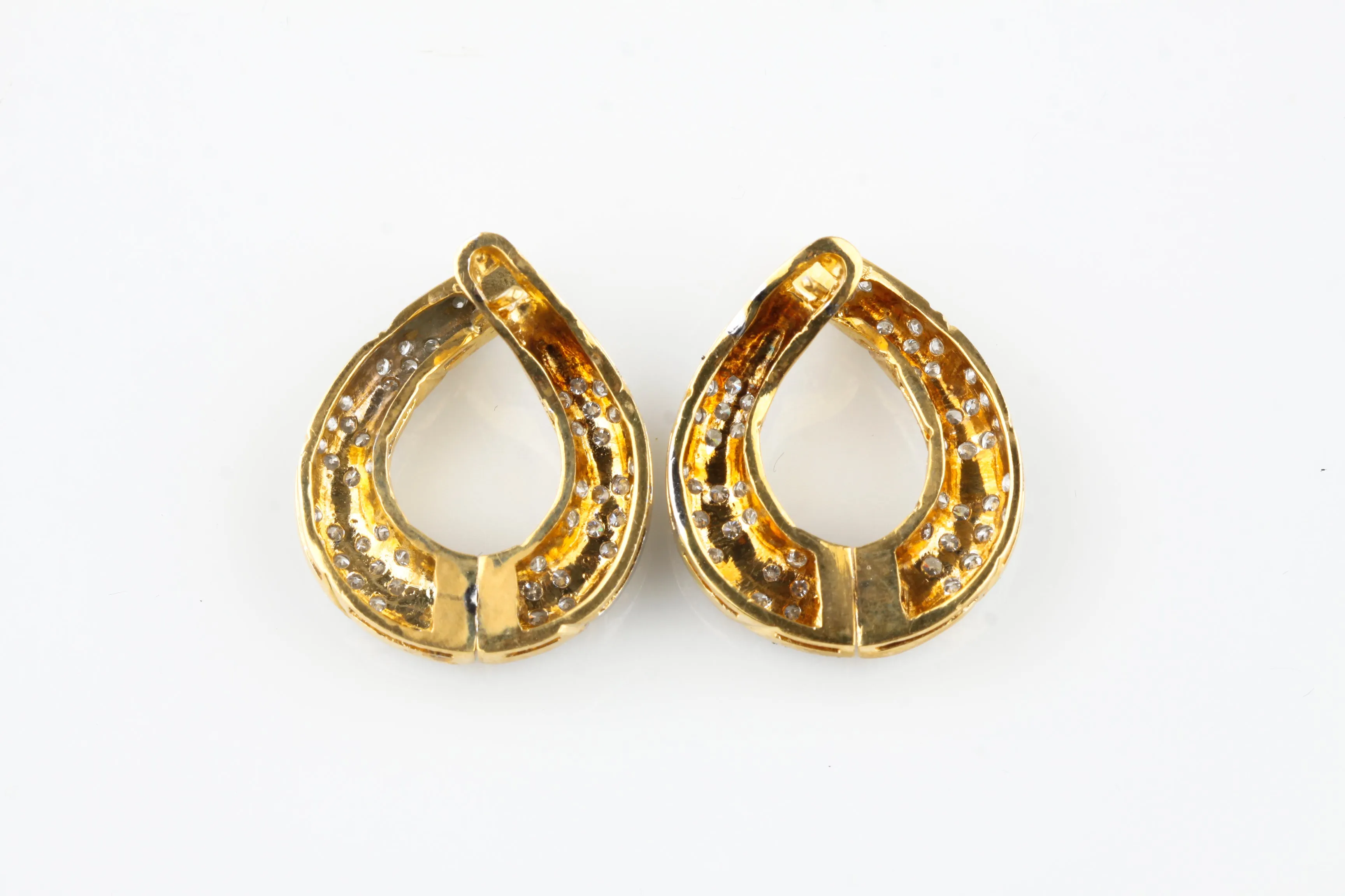 Beautiful 14k Two-Tone Gold Loop Diamond Earrings TDW = 2.0 Cts VS / F-G