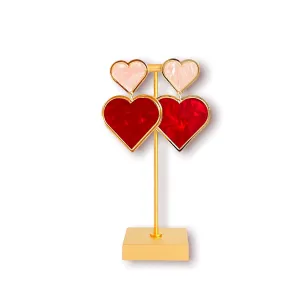 Becca Red and Light Pink Color Block Earrings