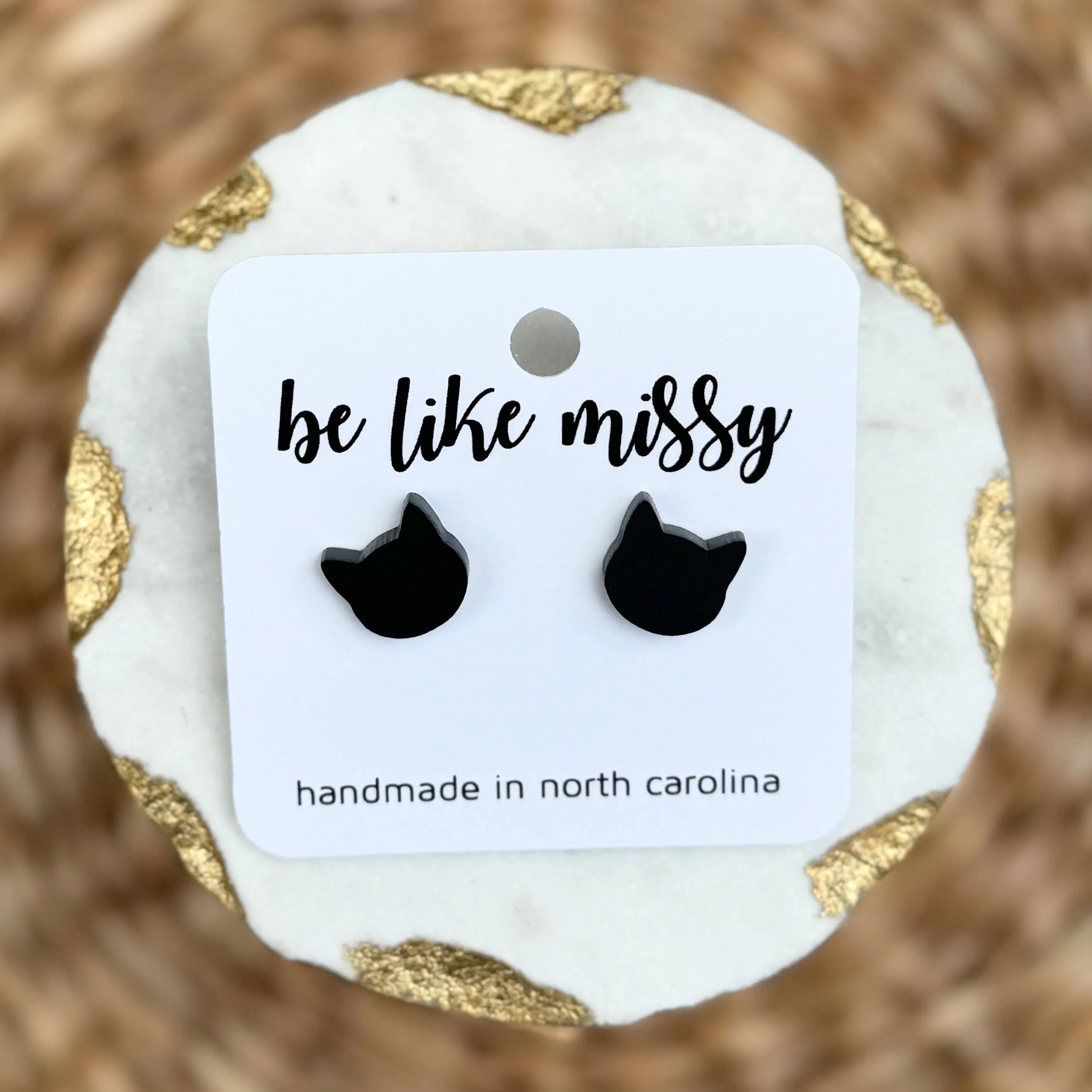 Black Cat Acrylic Stud Earrings