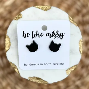 Black Cat Acrylic Stud Earrings