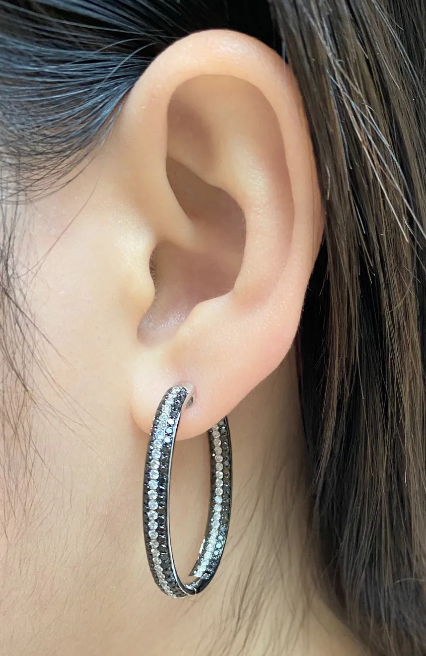 Black Diamond & Diamond Earrings E41759 (35 x 27mm)