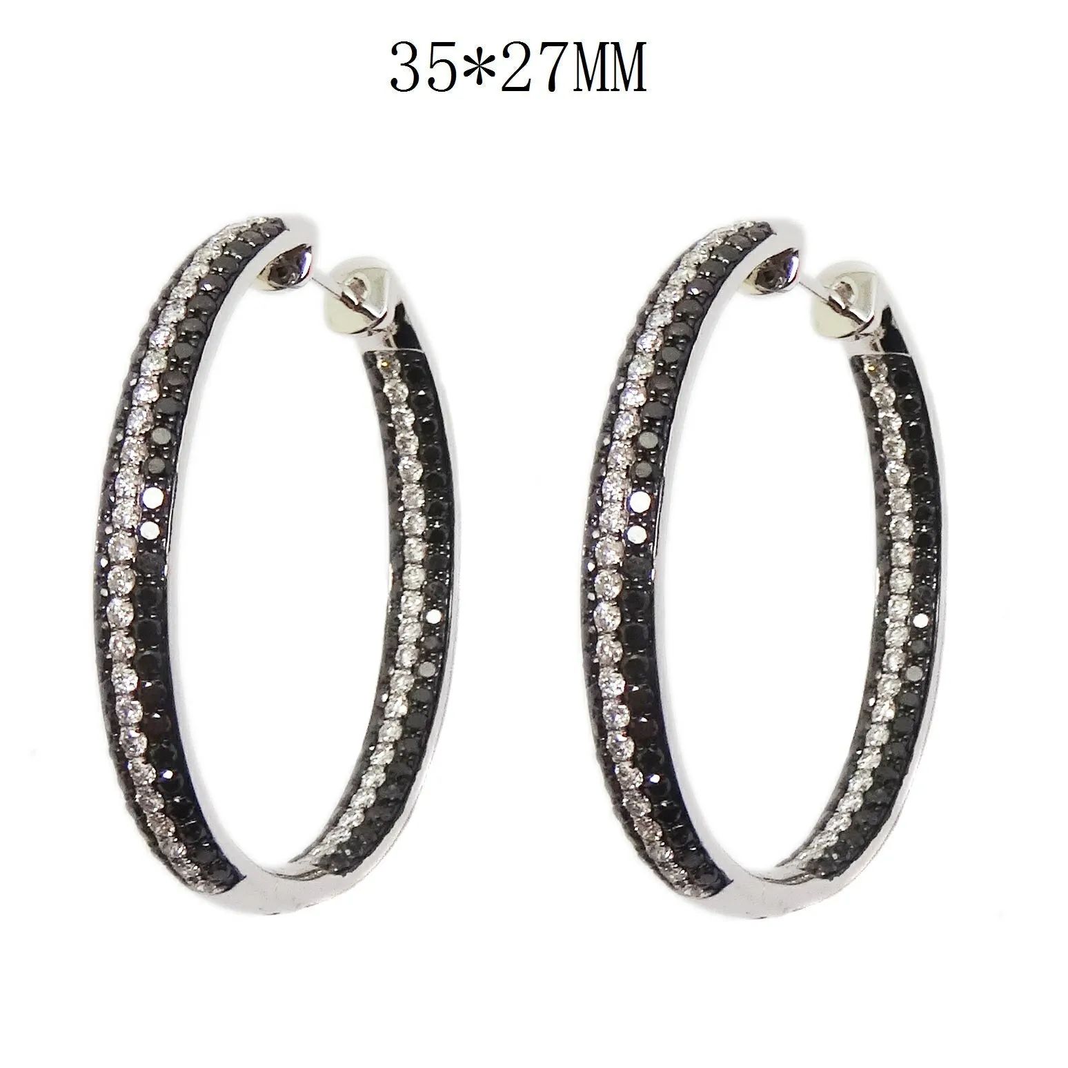 Black Diamond & Diamond Earrings E41759 (35 x 27mm)