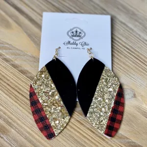 Black, Gold and Buffalo Plaid earrings