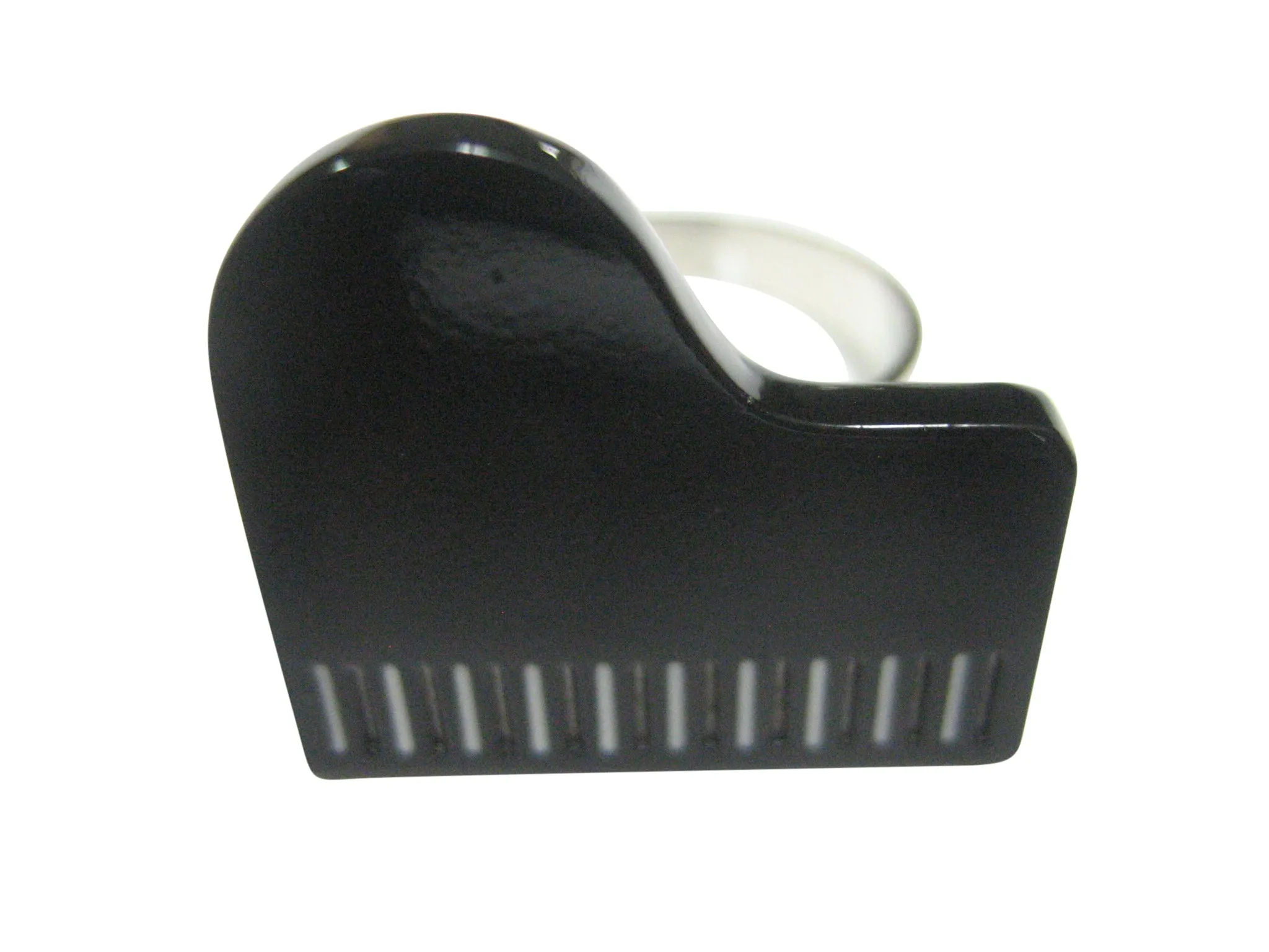 Black Piano Musical Instrument Adjustable Size Fashion Ring