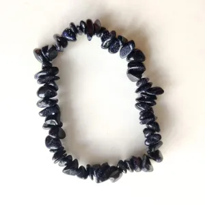 Blue Goldstone Chip Crystal Bracelet