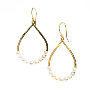 Boho Pearl Loop Earrings Gold