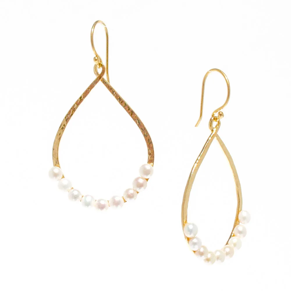 Boho Pearl Loop Earrings Gold