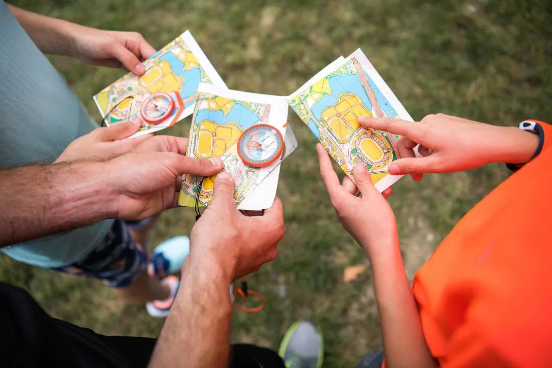 Boussole plaquette de randonnée et course d'orientation Explorer 500 ORANGE