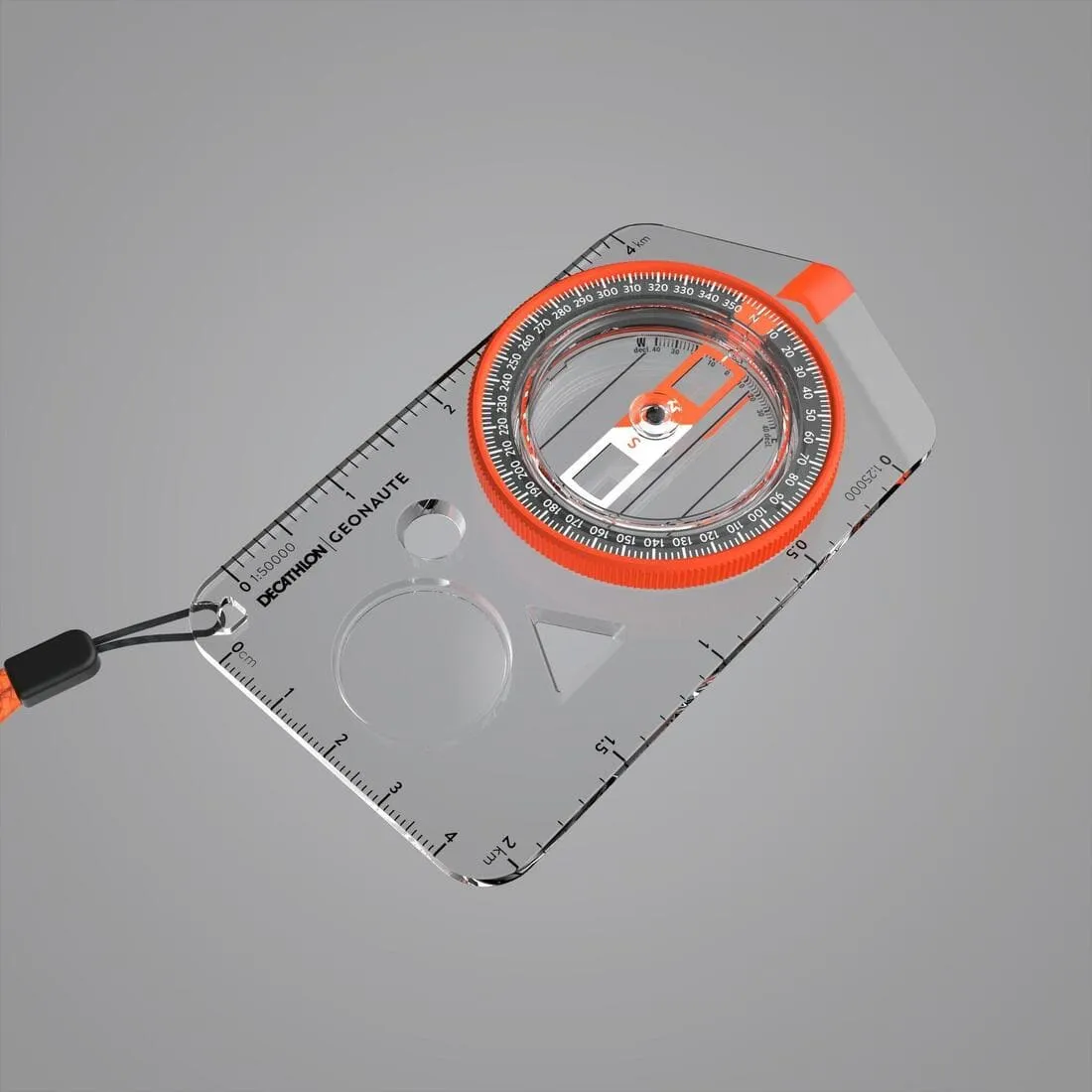 Boussole plaquette de randonnée et course d'orientation Explorer 500 ORANGE