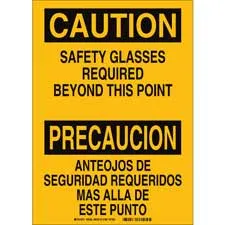 Brady Bilingual CAUTION Safety Glasses Required Beyond This Point Sign/ Buy online